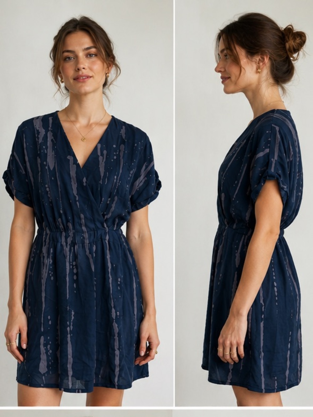 Gypsy 5 silk Blue and Gray dress striped